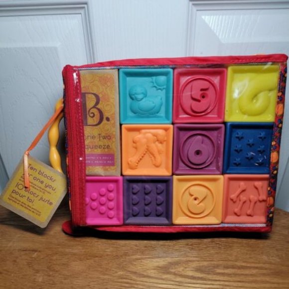 New B toys Squeeze Baby Blocks-Building Blocks for Toddlers- Education - Picture 1 of 8